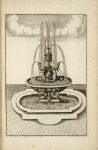 Fountain with central basin and sculpture of two sea gods blowing horns.