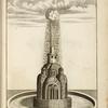 Fountain in the shape of a building, with single central spout