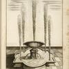 Fountain with central basin and five vertical spouts