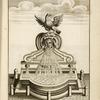 Fountain with spout in shape of man's head, sculpture of eagle.