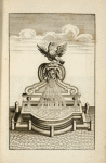 Fountain with spout in shape of man's head, sculpture of eagle.