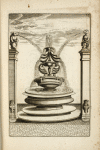 Multi-level fountain with adjoining columns whose top sculptures serve as spouts