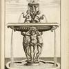 Tri-level fountain with scalloped basins and sculptures of partially nude men and women