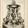 Fountain with sculptures of nude men holding up basin, standing on dolphins and shells