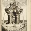 Fountain with single arch and sculptures of nude youths holding urns