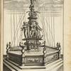 Fountain with octagonal base and sculptures around central column of allegorical figures, including Justice at top of column