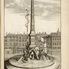 Drawing of the fountain of the four rivers in the piazza Navona, Rome.