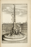 Drawing of the fountain of the four rivers in the piazza Navona, Rome.