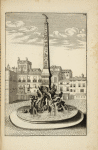 Drawing of the fountain of the four rivers in the piazza Navona, Rome.