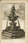 Fountain with square basin and sculpture of Hercules and Cerberus