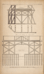 [The temporary bridge, with its section, at London bridge.]