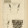 De temple d'Antonin et de Faustine à Rome; profile de l'architrave; profil par le milieu de la face du chapiteau de colonnes; [...]