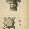 De l'arc de Septimus Sevère, à Rome; chapiteau des colonnes dessiné sur l'angle; plan du chapiteau des columns renversé; [...]