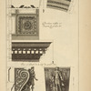 De l'arc de Septimus Sevère, à Rome; bandeau soffite et imposte du grand arc; face et profil de la clef du grand arch