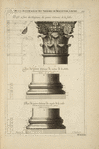 De la grande salle des thermes de Diocletian, à Rome; profil et face du chapiteau des quatres colonnes de la salle; base des quatres colonnes du milieu de la salle; [...]