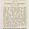 Claudette Colbert (Universal Star).