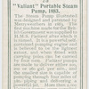 "Valiant" portable steam pump, 1883.