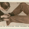 Removal of clothing from injured person.