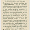 Poisoning: emetics and antidotes.
