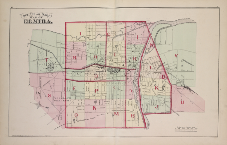 Outline and Index Map of Elmira - NYPL Digital Collections