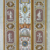 Central decoration contains scenes of ruins; lower panel contains scene of sea monster