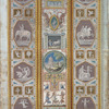 Central decoration contains scenes of animals, satyrs, and a castle; lower panel contains scene of sea goddess