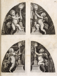 Four cherubs holding vases of flame