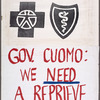 Gov. Cuomo: We Need a Reprieve. Verso: [New York Post headline] Blue Cross Rate Hikes a "Death Warrant." The Buck Stops Here