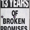 13 Years of Broken Promises. Verso: Demand the AIDS Cure Project.