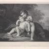 Scene of two cherubs and a lamb, from original by Scarsellino.