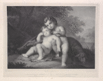 Scene of two cherubs and a lamb, from original by Scarsellino.
