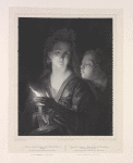 Scene of woman blowing out another's candle, from original by Godfried Schalcken.