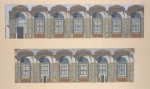 Views of wall of arched windows and pilasters