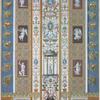 Pilaster; central decoration contains scenes of a small gazebo, half-human gods, and mythical creatures
