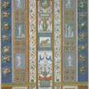 Pilaster; central decoration contains scenes of centaurs, a bridled horse, and an angel holding a globe