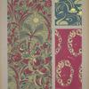Three floral designs in grey, pink, and yellow