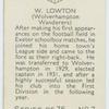 W. Lowton (Wolverhampton Wanderers)