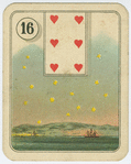 Six of hearts (Ships on ocean under stars)