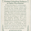 Farmer unloading tobacco at sales warehouse.