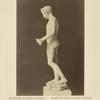 Nude man with wings on head, holding stick