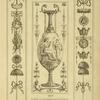 Central design of vase; seated goddess pointing at woman with urn
