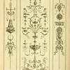 Central ornamental design with birds, faces, and vegetal shapes