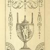 Central design of urn; cherub holding two birds, next to a lion