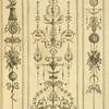 Central ornamental design with birds, leaves, and face
