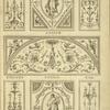 Central tympanum-shaped design with woman's torso and curling vegetal shapes