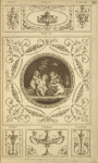 Central design of four cherubs with basket of fruit and leaves, small bird overhead