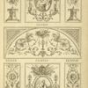 Central tympanum-shaped ornamental design with curling vegetal shapes, sea-monsters, and birds