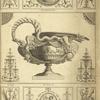 Central design of urn with handle in shape of snake held by two eagles.