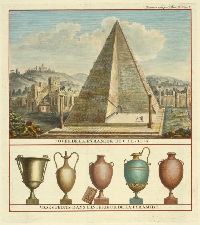 oupe de la pyramide de C. Cestius. Vases peints dans l'interieur de la ...