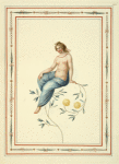 Partially nude woman sitting on flowering branch